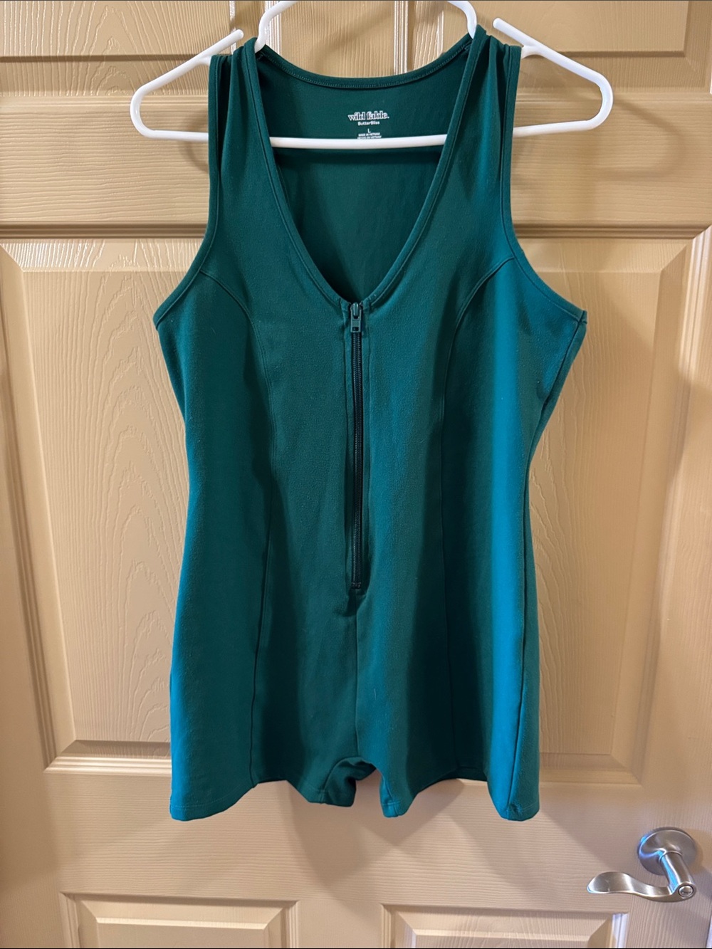 wild fable Teal Green Zip-Front Tank Romper